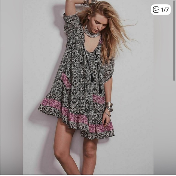 Free People Dresses & Skirts - Free People Penny Lane Babydoll
Tunic Dress Boho Print Chiffon Pockets Size L